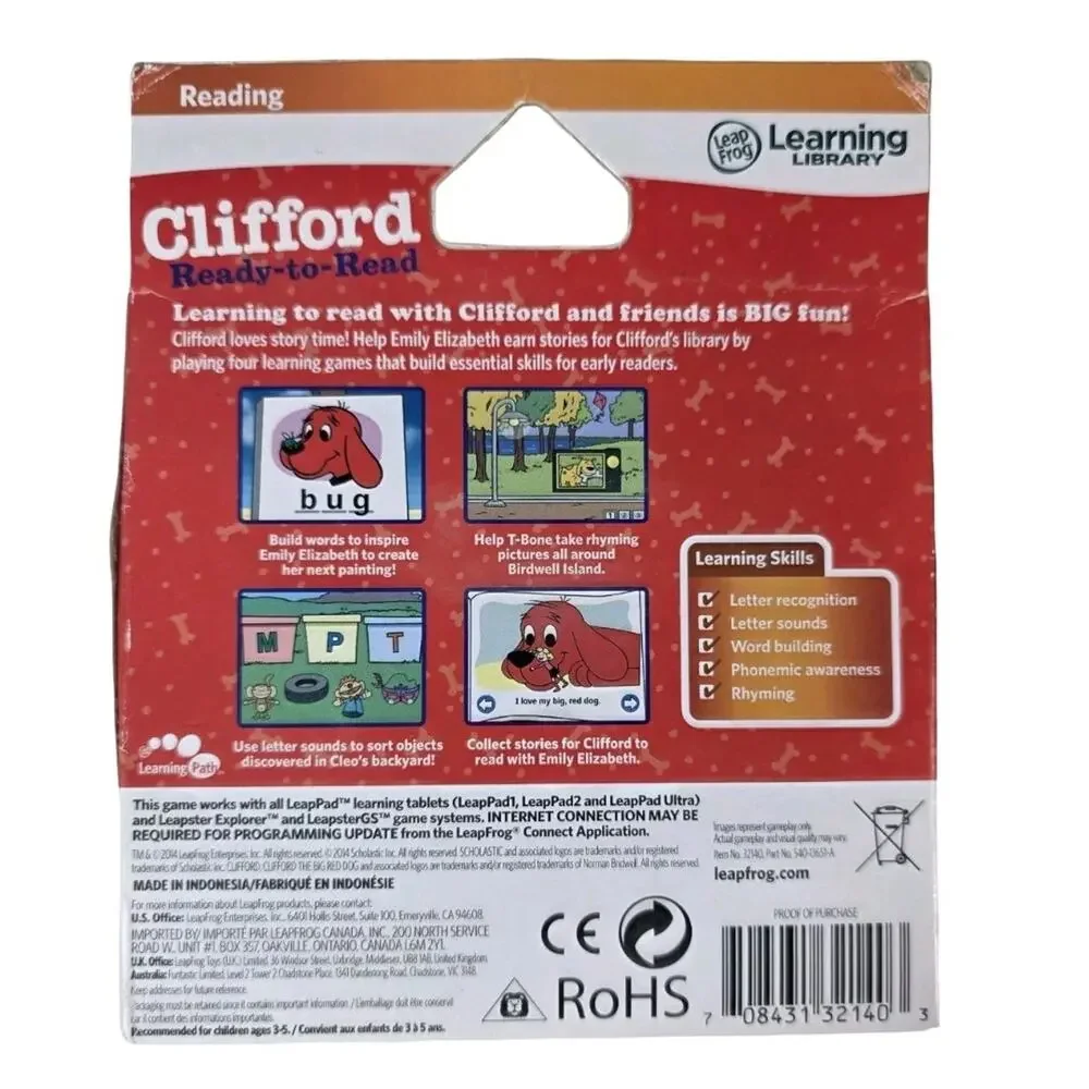 LeapFrog Clifford Reading Learning Game LeapPad Tablets Leapster GS NEW